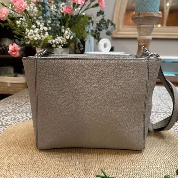 Michael Kors Grey Pebbled Leather Hamilton Tote Shoulder Crossbody Bag Compact - Picture 5 of 13